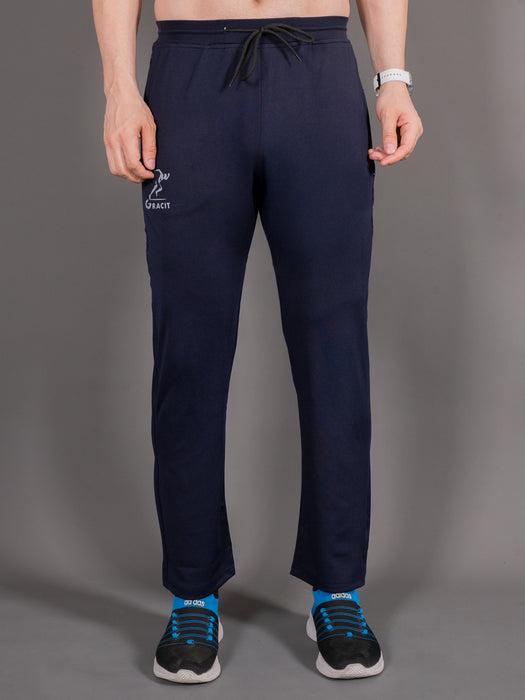 Men Navy Blue Self Design Cross pocket Straight fit joggers