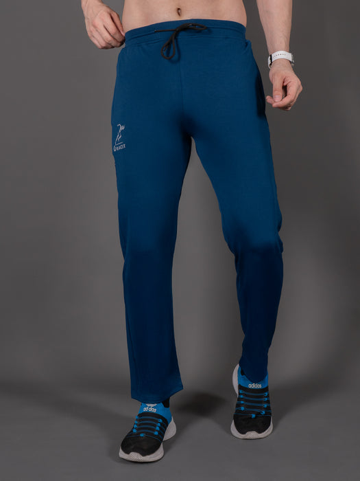 Men Blue Self Design Cross pocket Straight fit joggers