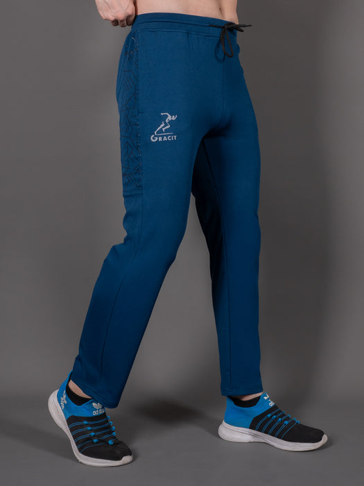 Men Blue Self Design Cross pocket Straight fit joggers