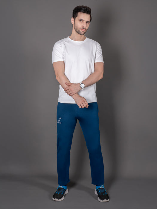 Men Blue Self Design Cross pocket Straight fit joggers