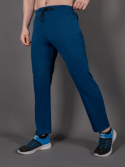 Men Blue Self Design Cross pocket Straight fit joggers