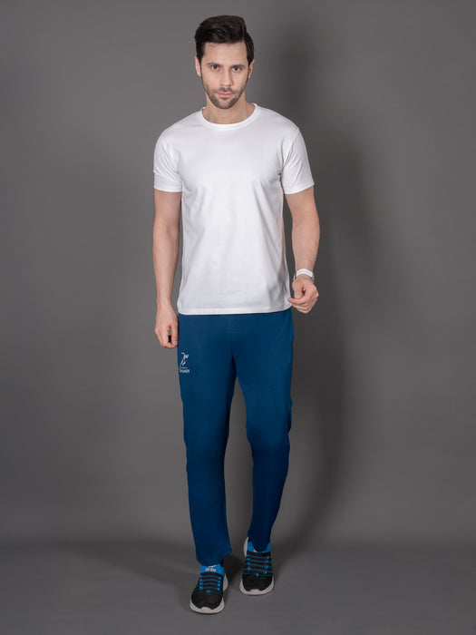 Men Blue Self Design Cross pocket Straight fit joggers