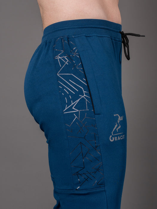 Men Blue Self Design Cross pocket Straight fit joggers