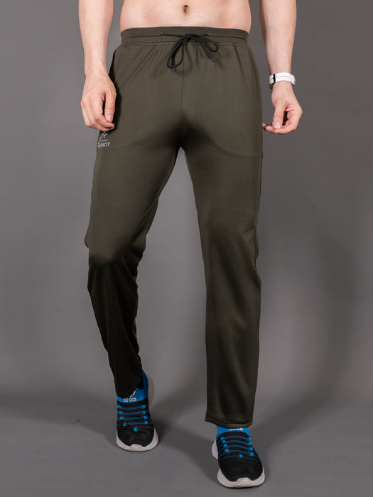 Men Olive Self Design Cross pocket Straight fit joggers