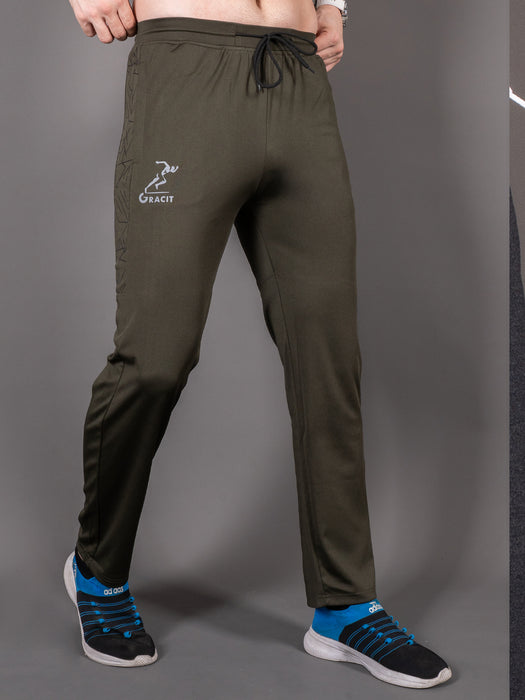 Men Olive Self Design Cross pocket Straight fit joggers