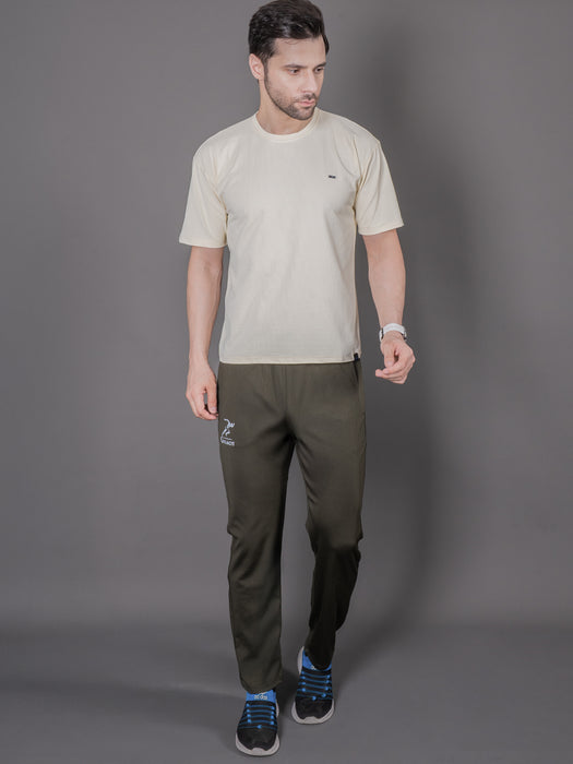 Men Olive Self Design Cross pocket Straight fit joggers