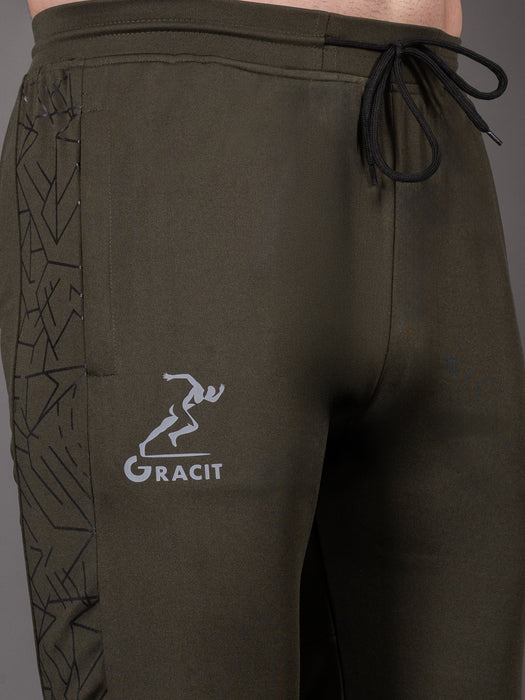 Men Olive Self Design Cross pocket Straight fit joggers