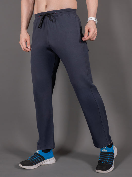 Men Grey Solid Cross pocket Straight fit joggers