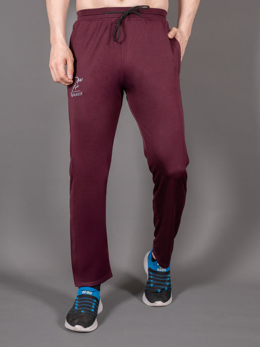 Men Maroon Solid Cross pocket Straight fit joggers