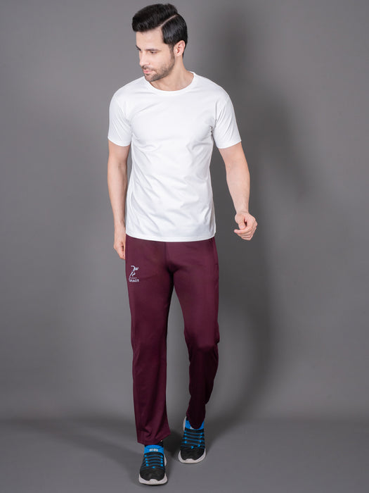 Men Maroon Solid Cross pocket Straight fit joggers