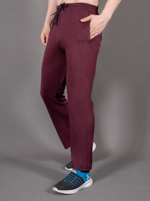 Men Maroon Solid Cross pocket Straight fit joggers