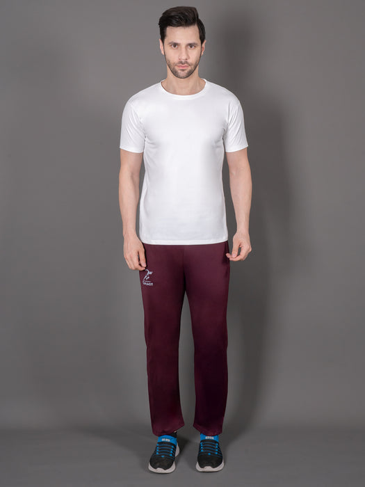 Men Maroon Solid Cross pocket Straight fit joggers