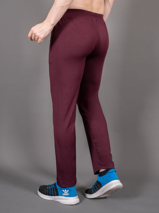 Men Maroon Solid Cross pocket Straight fit joggers