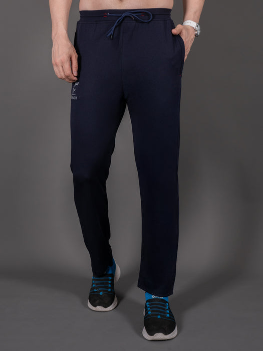 Men Navy Blue Solid Cross pocket Straight fit joggers