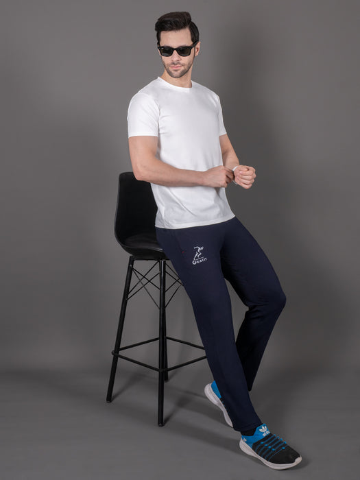 Men Navy Blue Solid Cross pocket Straight fit joggers