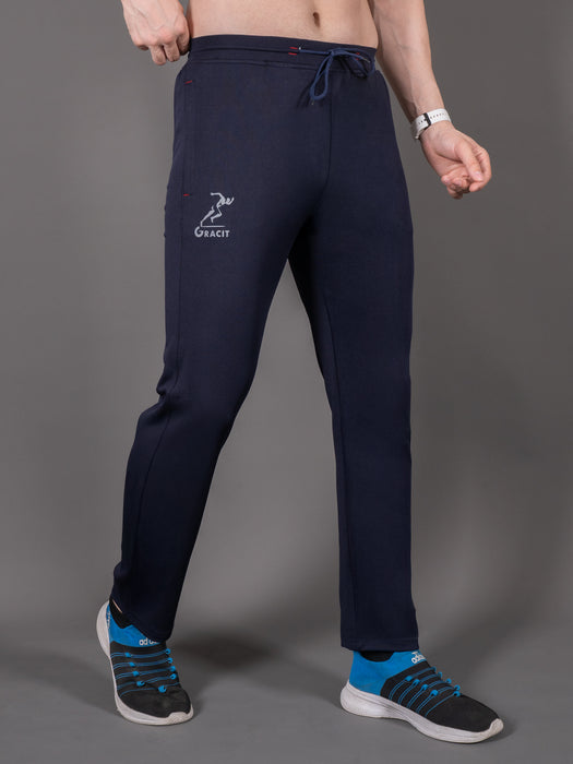 Men Navy Blue Solid Cross pocket Straight fit joggers