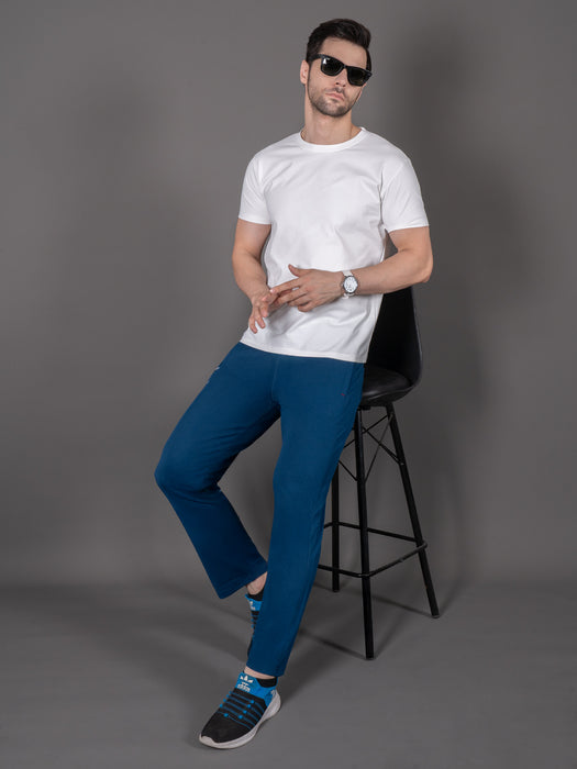 Men Blue Solid Cross pocket Straight fit joggers