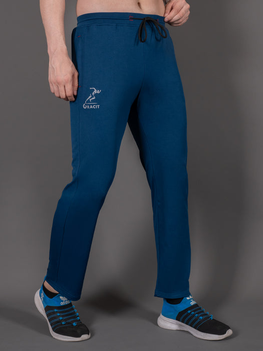 Men Blue Solid Cross pocket Straight fit joggers