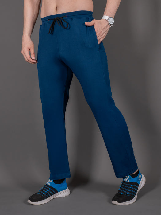 Men Blue Solid Cross pocket Straight fit joggers
