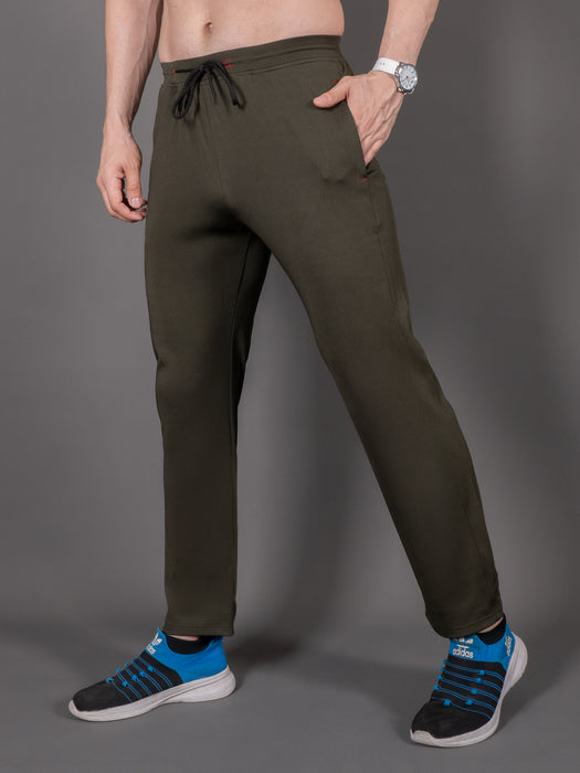 Men Olive Solid Cross pocket Straight fit joggers