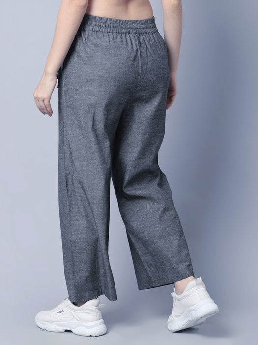 Women Black D.Grey 100% Cotton Right side procket Pant Palazzo