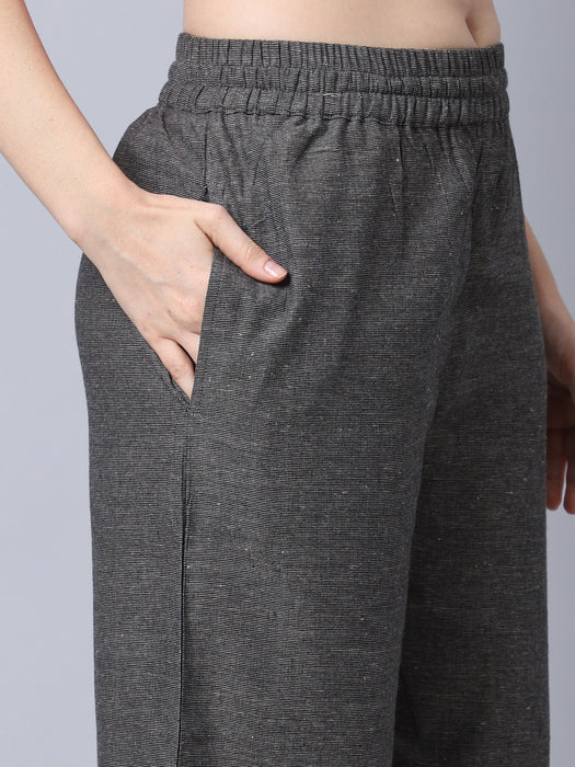 Women Grey D.Grey 100% Cotton Right side procket Pant Palazzo