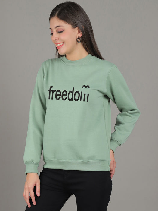Women Pista Round Neck Full Sleeve Freedom Print Sweatshirt