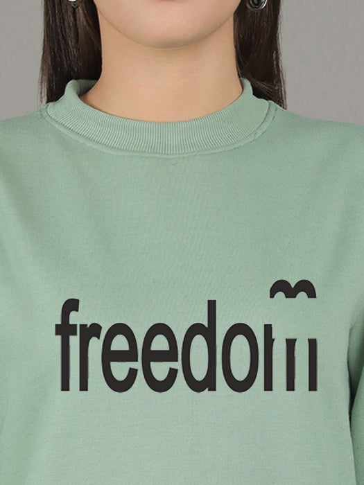 Women Pista Round Neck Full Sleeve Freedom Print Sweatshirt