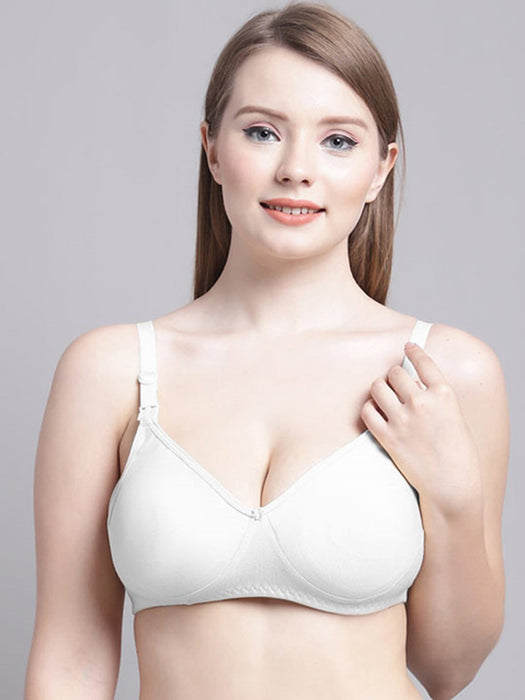 Women White Non-Padded Cotton lycra Fidding Bra