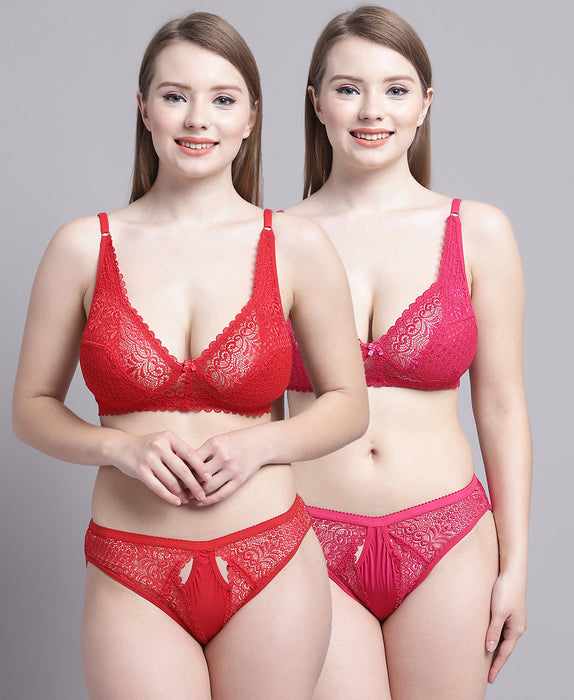 Women Red Rani Polyster Lycra Gracit Solid Lingerie