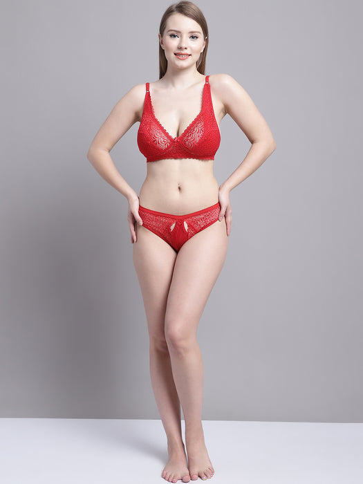 Women Red Polyster Lycra Bamboo breeze Solid Lingerie