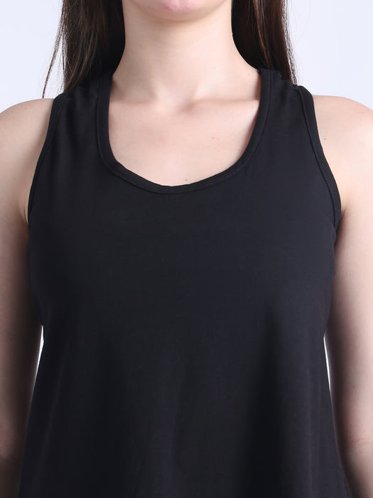Women Black Cotton Nightsuit Vest and shorts set