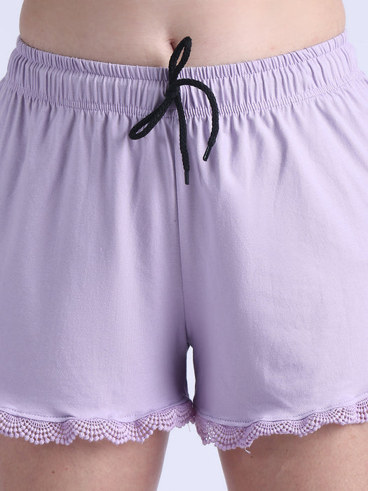 Women Purple Cotton Nightsuit Vest and shorts set