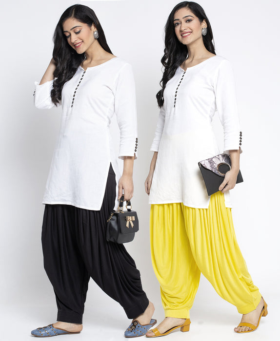 Women Black Lemon Modern Lycra Patiyala salwar