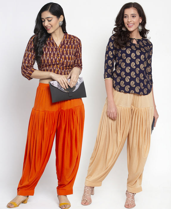 Women Orange Light Skin Modern Lycra Patiyala salwar