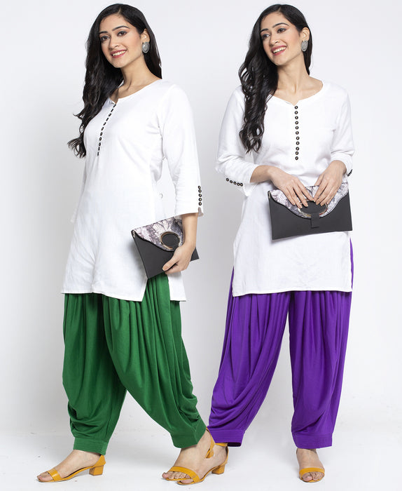 Women Green Purple Modern Lycra Patiyala salwar