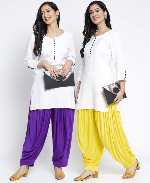 Women Purple Lemon Modern Lycra Patiyala salwar