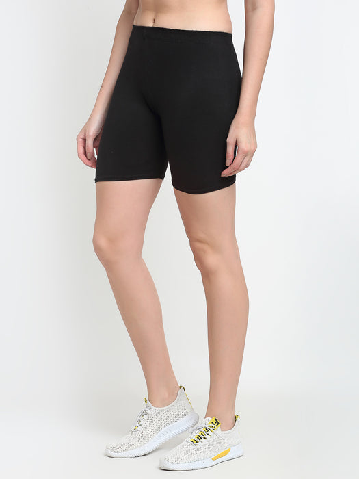 Women Black Four way Super Commed lycra Cycling Shorts