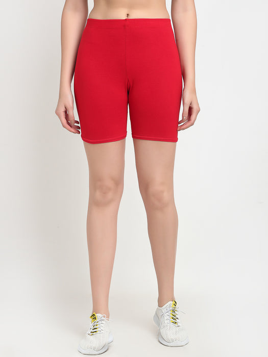 Women Red Four way super commed lycra Cycling Shorts