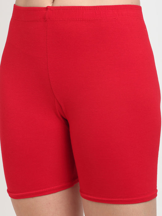 Women Red Grey Four way super commed lycra Cycling Shorts