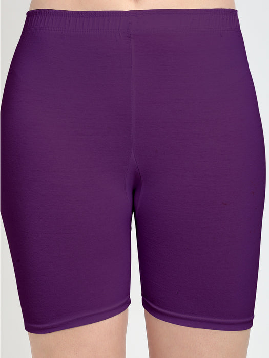 Women Purple Magenta Four way super commed lycra Cycling Shorts