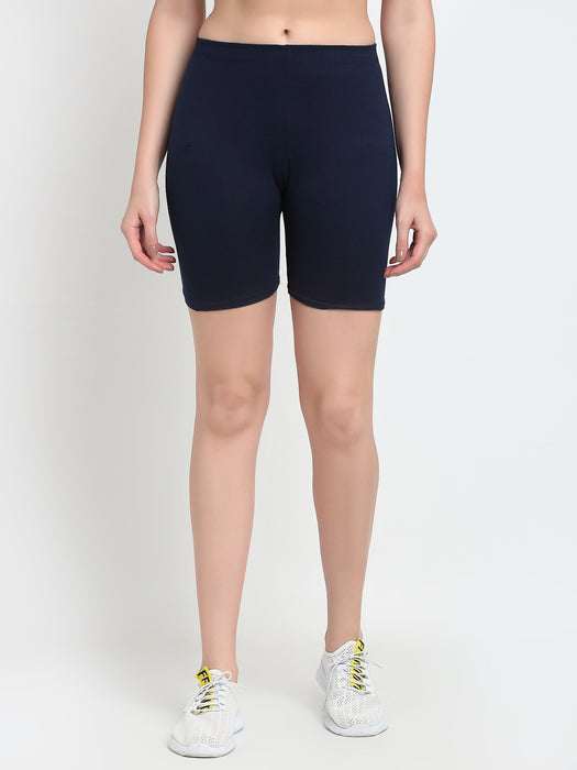 Women Black Navy Four way super commed lycra Cycling Shorts