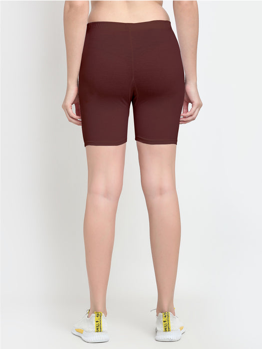 Women Brown Four way super commed lycra Cycling Shorts