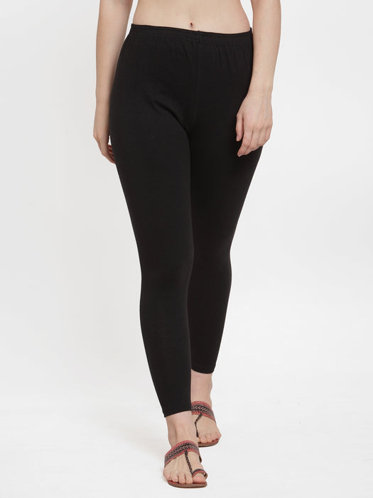 Women Black Peach Super Combed Cotton Lycra Legging