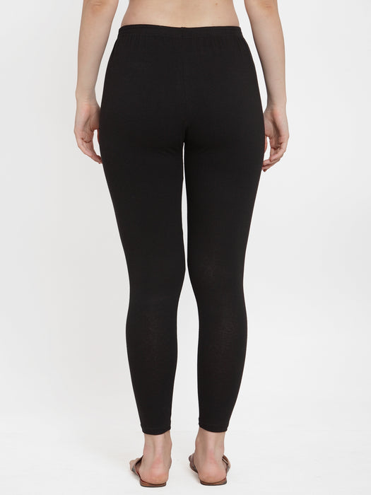 Women Black Peach Super Combed Cotton Lycra Legging