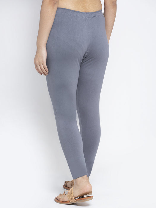 Women Grey Aqua Super Combed Cotton Lycra Legging