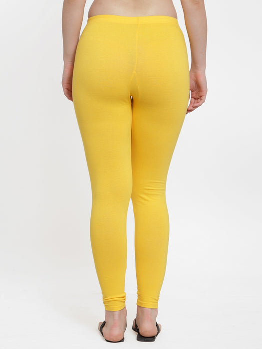 Women Yellow Orange Super Combed Cotton Lycra Legging