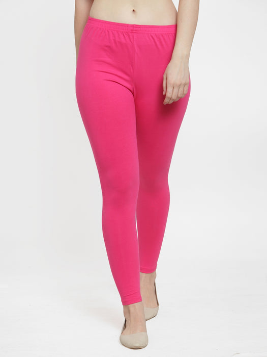 Women Pink Sea Green Super Combed Cotton Lycra Legging