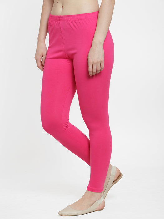 Women Yellow Pink Super Combed Cotton Lycra Legging