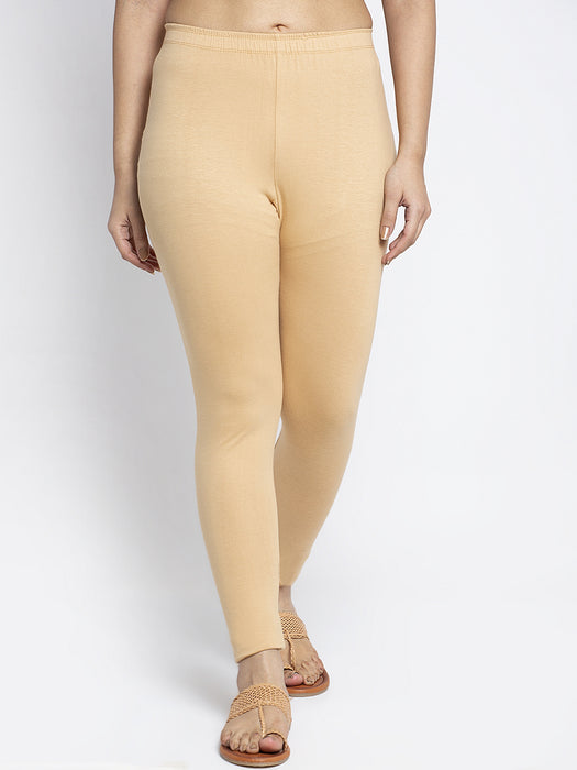 Women Yellow Skin Super Combed Cotton Lycra Legging